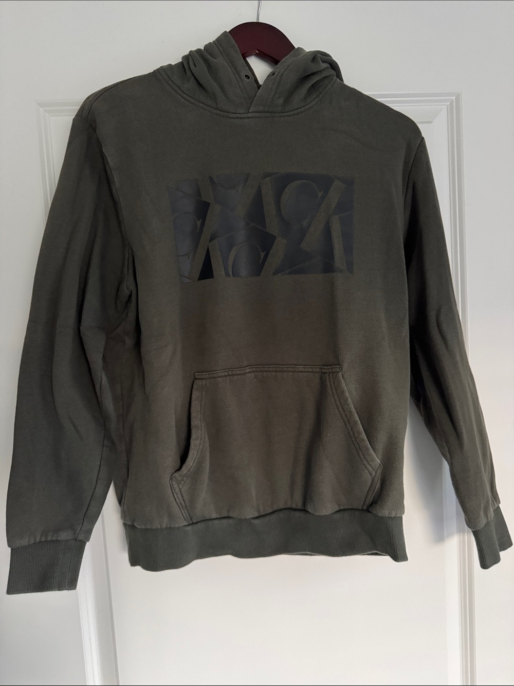 NWOT Calvin Klein Men’s Green Pullover Black Logo Hoodie